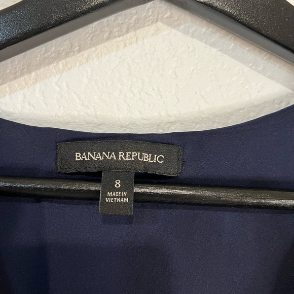 Banana Republic Dress Preppy Navy Floral Faux Wrap High low Lined side‎ zip 8 - Picture 8 of 9